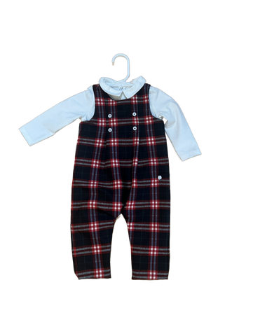 Red & Navy Plaid Romper & Shirt