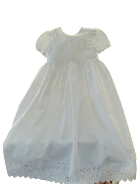 White Eyelet Embroidered Christening Gown