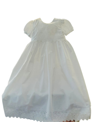 White Eyelet Embroidered Christening Gown