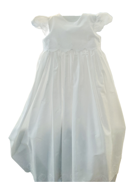 White Batiste Eyelet Christening Gown