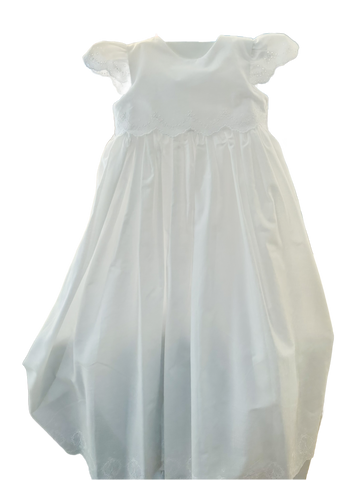 White Batiste Eyelet Christening Gown