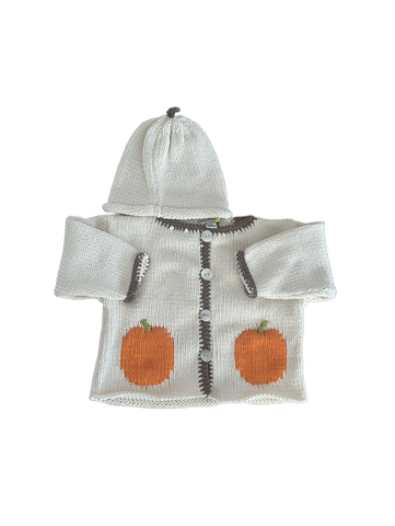 Hand Knit Pumpkin Cardigan & Hat