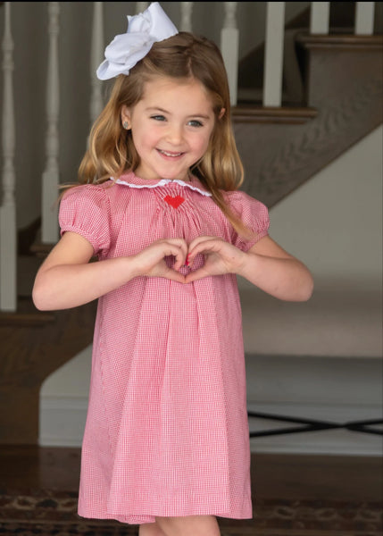 Red Check Smocked Heart Dress