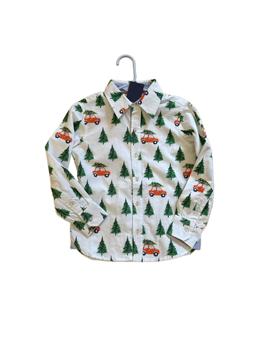 Red Car Christmas Tree Buttondown