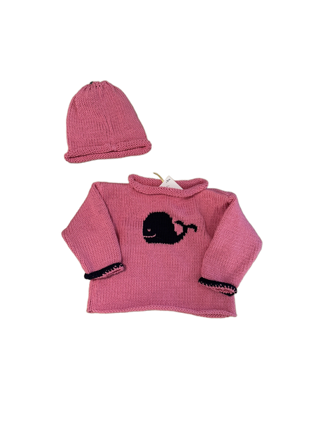 Hand Knit Whale Rollneck Sweater & Hat