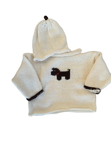 Hand Knit Ivory Dog Rollneck & Hat