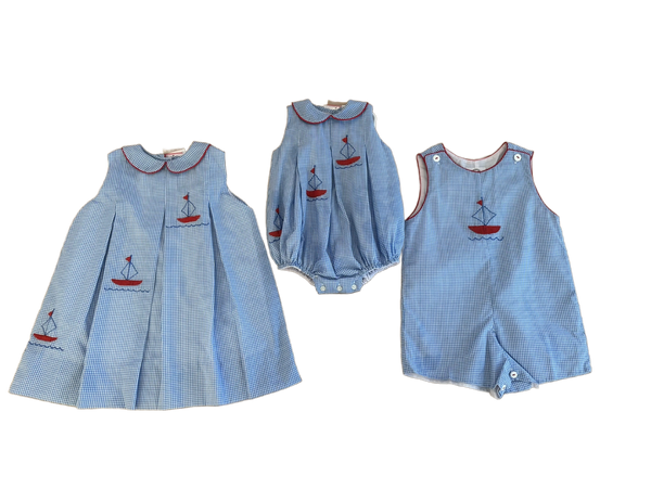 Embroidered Sailboat Dress, Bubble, Jon Jon