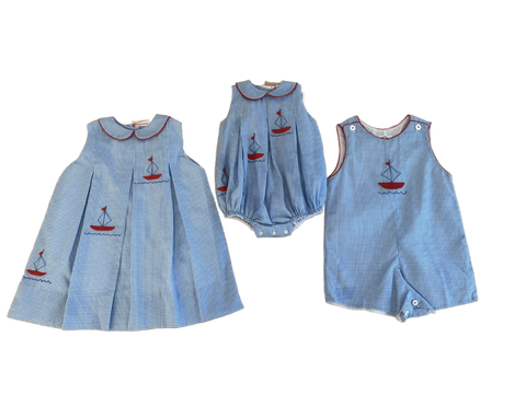 Embroidered Sailboat Dress, Bubble, Jon Jon