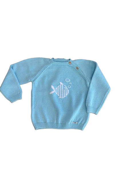 Turquoise Fish Sweater -12m-24m