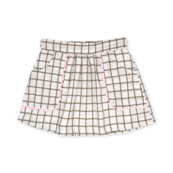 Windowpane Plaid Skirt