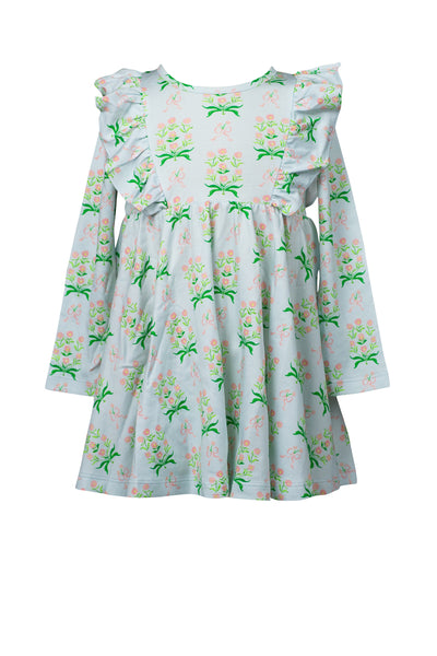 Blue Bouquets Twirl Pima Dress