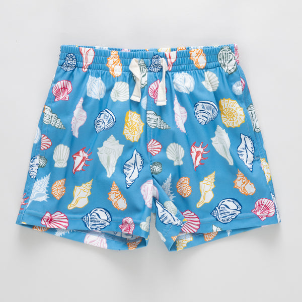 Pink Chicken Blue Seashells Trunks.       CALL TO PURCHASE