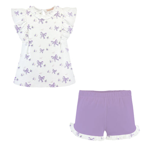 Lavender Flowers Shorts Set