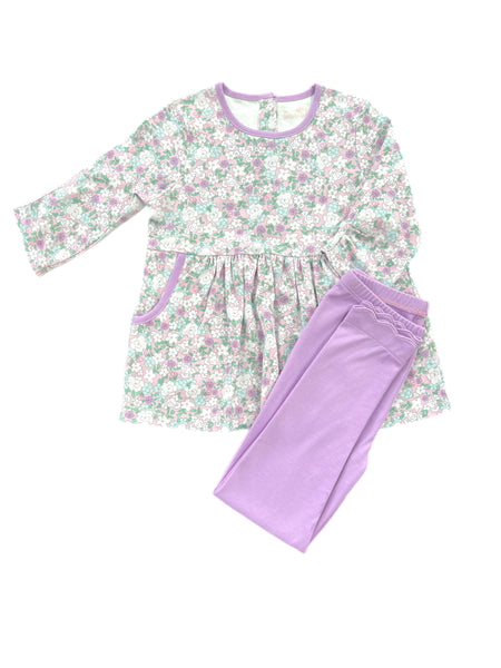 Lavender Flower Pima Legging Set