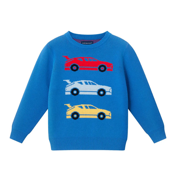 Blue Race Car Sweater
