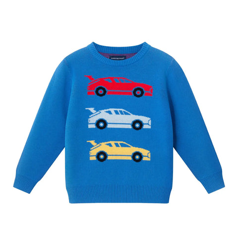 Blue Race Car Sweater