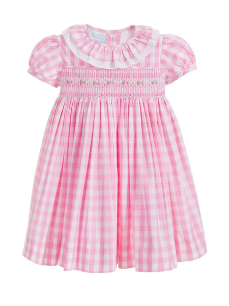 Smocked Pink Gingham Dress