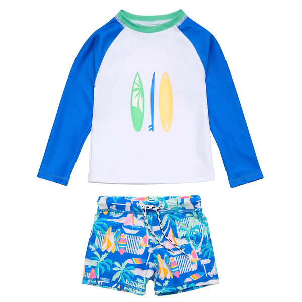 Surf Swim Trunks and Rashguard Shirt