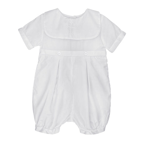 Short Cross Christening Romper.  12m-24m