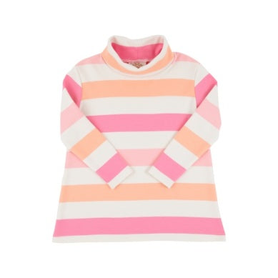 Pink Striped Tunic Turtleneck Top