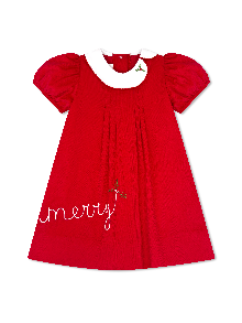 Red "Merry" Dress w/ Wreath Collar.  CALL TO PURCHASE