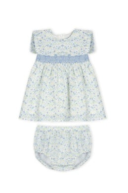 Blue Floral Smocked Dress