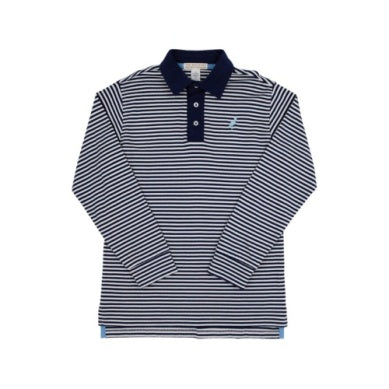 TBBC Navy Striped L/S  Polo