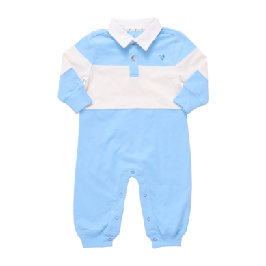 Light Blue/White  Rugby Romper