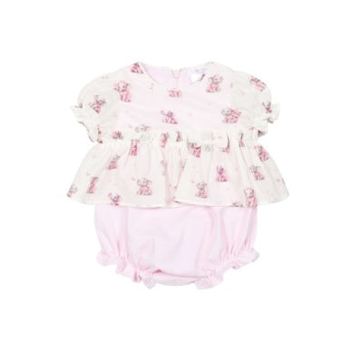Sweet Pink Elephant Print Dress Set