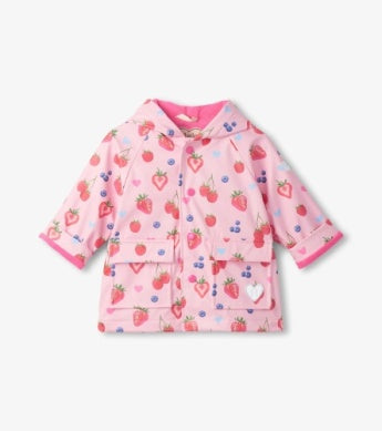 Strawberry Raincoat.  Sizes 12m-3yr