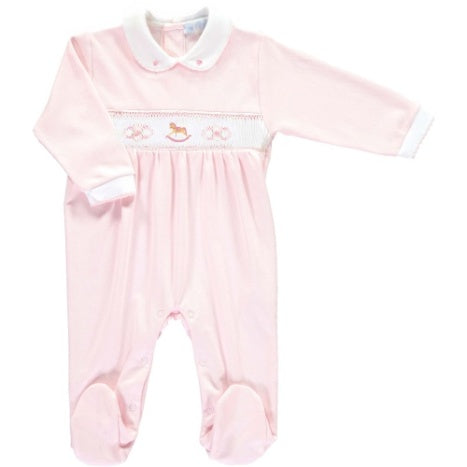 Pink Smocked Rocking Horse Footie