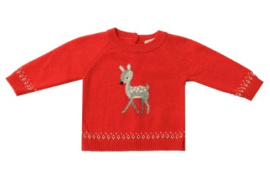 Red Knit Deer Sweater