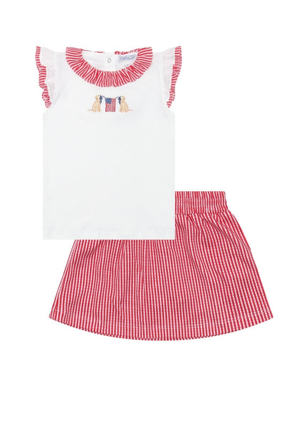 Red Check Lab/Flag Skort Set