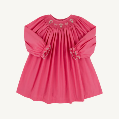 Bright Pink Smocked Bows Dress