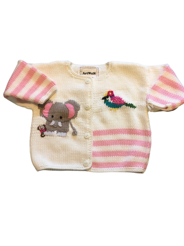 Art Walk pink Elephant  Cardigan --