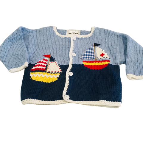 ArtWalk Blue Sailboat Cardigan